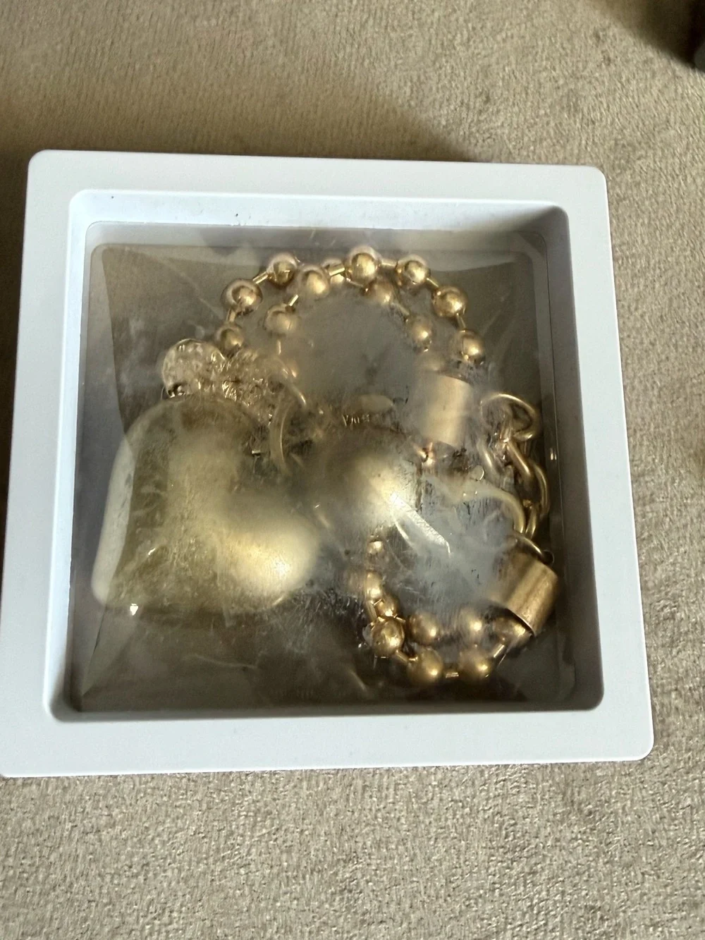 Gold-Tone Heart Charm Double Strand Bracelet - Women's Jewelry
